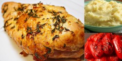 Meniu Piept de Curcan la Cuptor cu Piure de Cartofi si Salata de Ardei Copti
