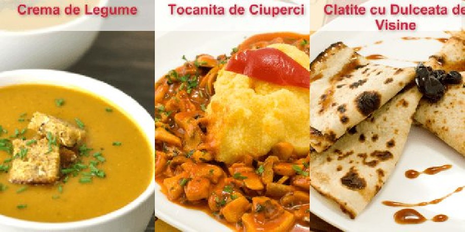 Meniu de Post cu Crema de Legume, Tocanita de Ciuperci si Clatite